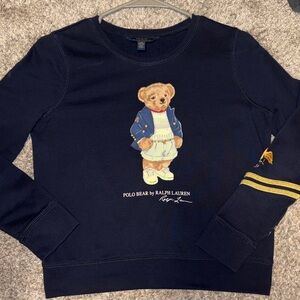 Ralph Lauren Navy Sweatshirt with Bear Design